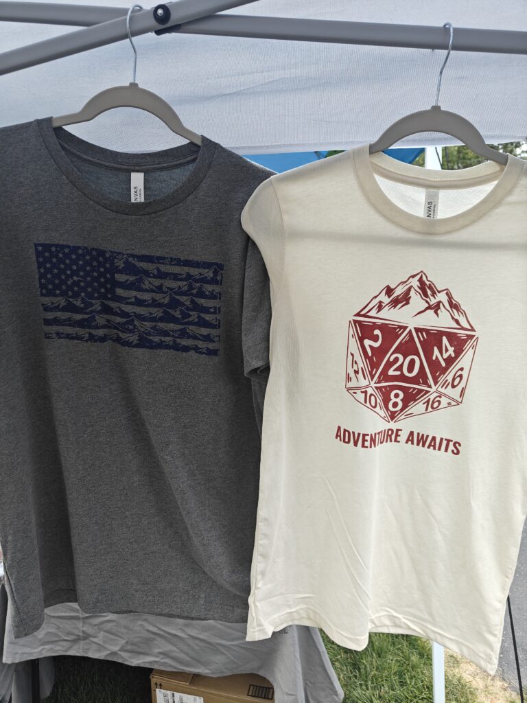 screen printed shirts at Farmer's Market